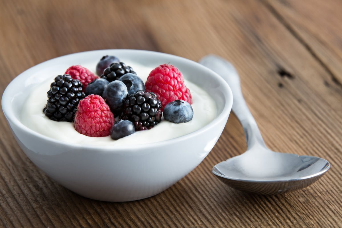 Bowl of yoghurt with mixed berries