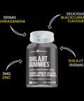 Shilajit Gummies with shilajit, ashwagandha and zinc amounts