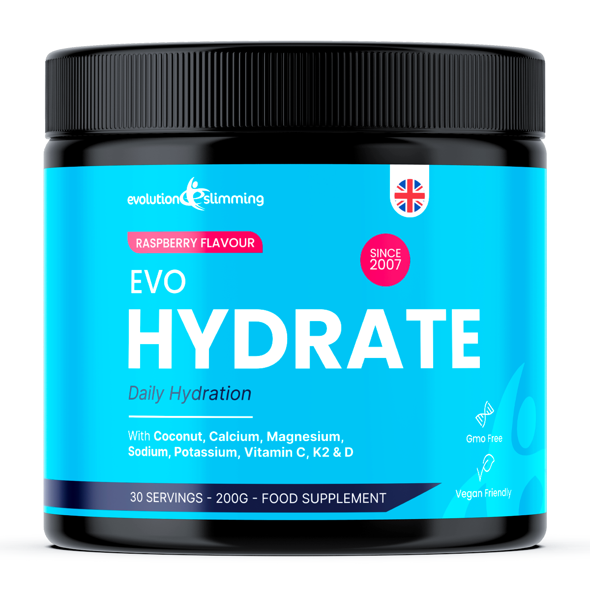 EVO Hydrate Raspberry Powder Hydration Energy & Daily Support