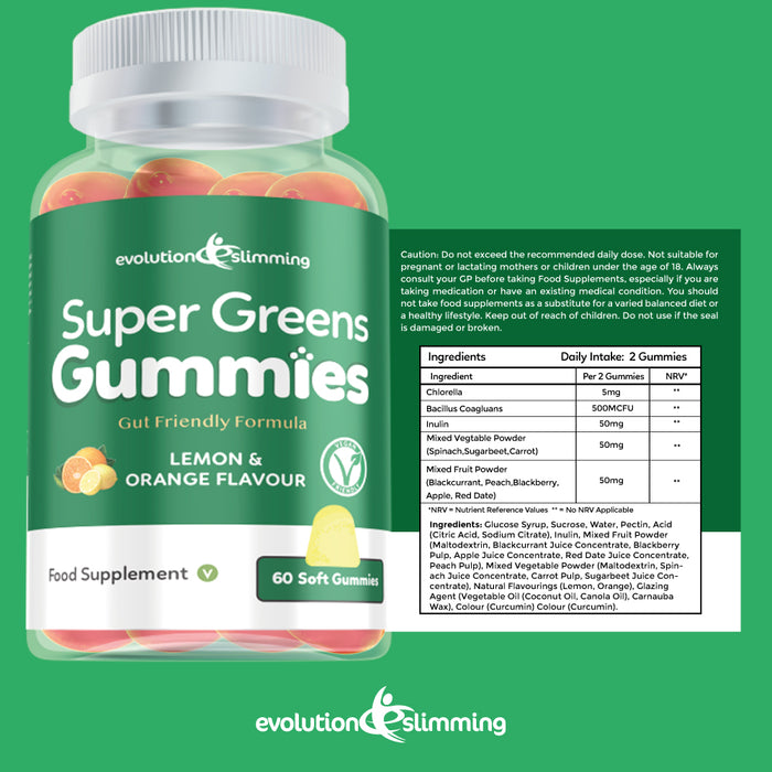 SuperGreen Cleanse Gummies with Chlorella, inulin & Bacillus Coagluans - Vegan Friendly