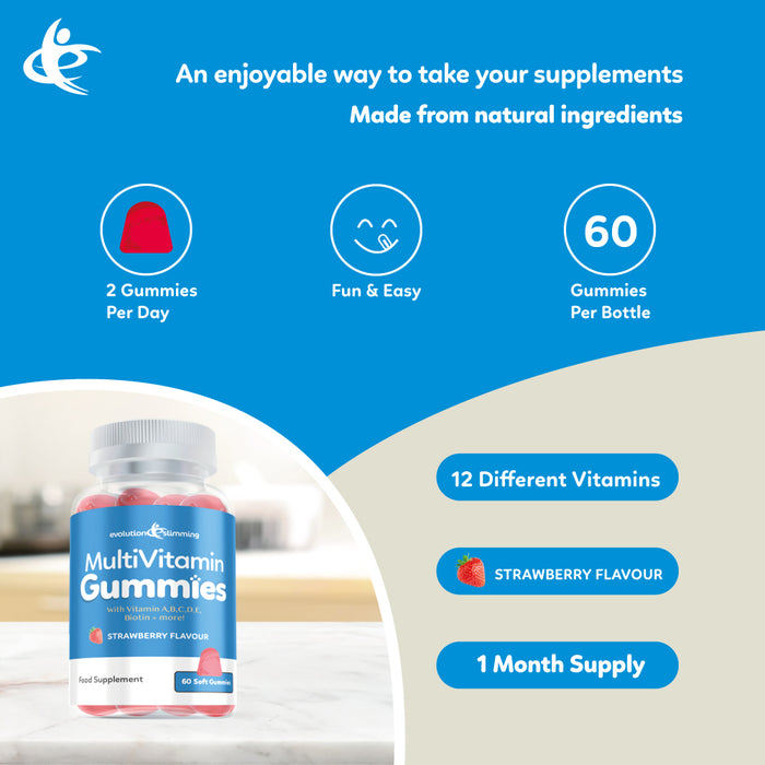 MultiVitamin Gummies with Vitamin A, B, D, C & E - 60 Gummies
